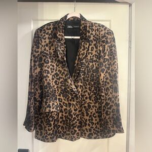 Satin Zara Cheetah Print Blazer - L